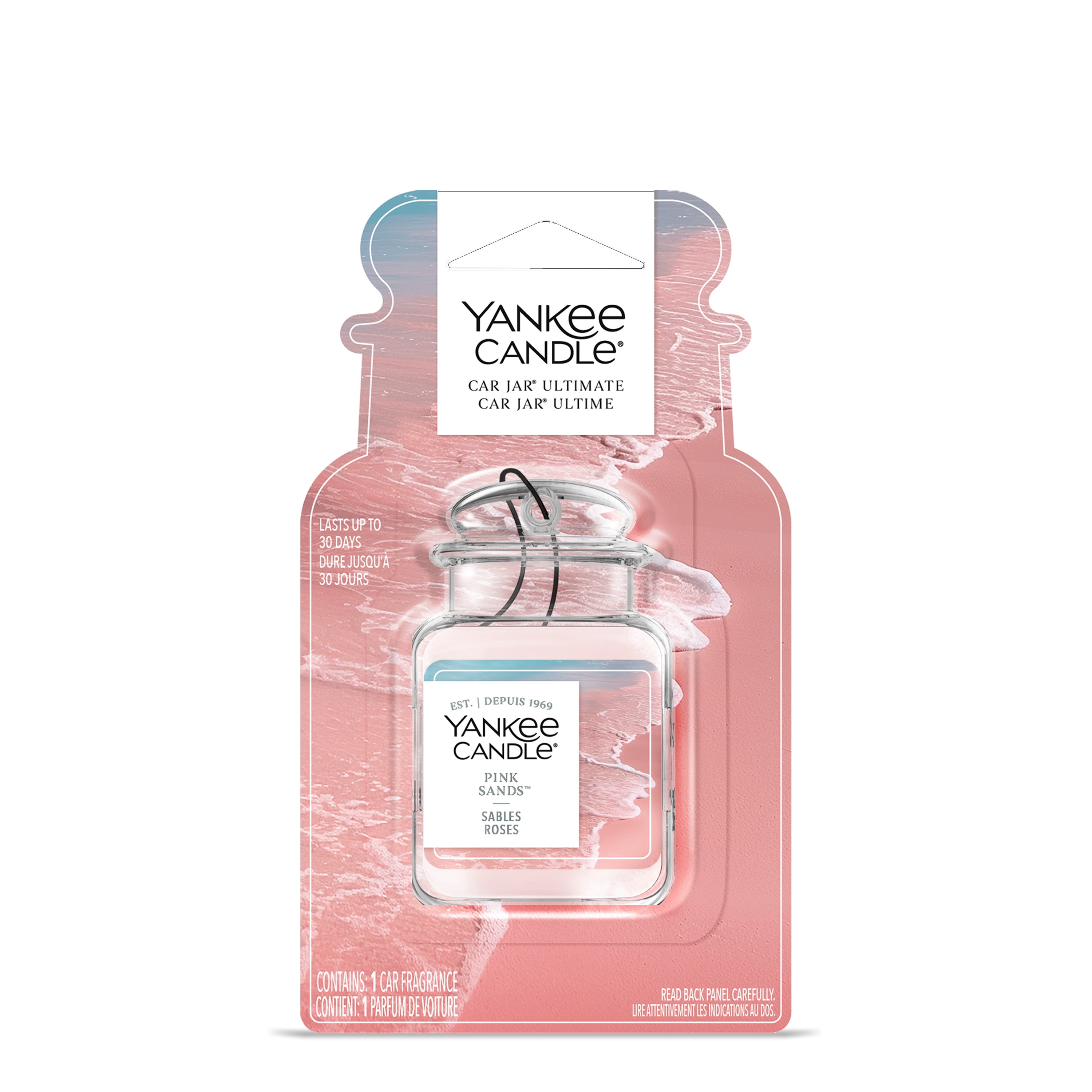 Yankee Candle Car Jar Ultimate Air Freshener, Pinks Sands - Neutralizes Odours Up To 30 Days