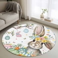 thumbnail image 2 of Round Area Rug 4ft, Spring Flower Easter Egg Rabbit Non-Slip Non-Shedding Floor Mat, Farmhouse Bunny Plant Washable Sturdy Carpet for Living Room Bedroom Home Decor, 2 of 9