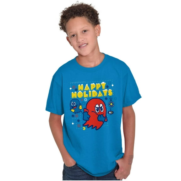 Ugly Christmas Pattern PACMAN Ghosts Crewneck T Shirts Boy Girl Teen Brisco Brands XS