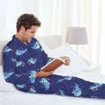 thumbnail image 4 of Mens Pajamas Set, Funny Cartoon Cute Shark Blue Button Down Long Sleeve Loungewear Sleepwear Pjs sets for Men, 4 of 5
