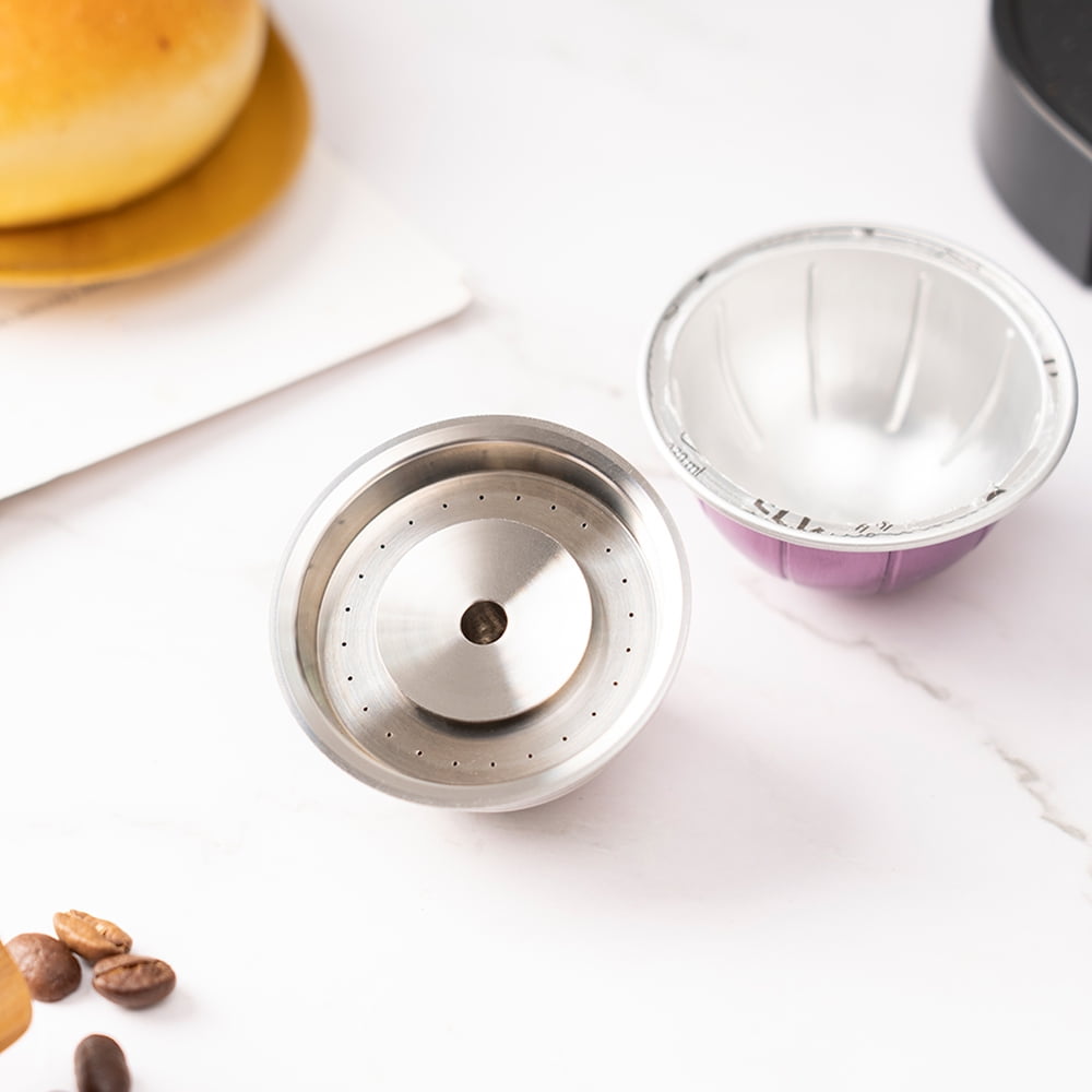 Stainless Steel Fillable Coffee Capsules Reusable Coffee Capsules Cup Filter Set Compatible with Vertuo Capsules Pod Vertuoline GCA1 and Delonghi ENV150 Coffee Machine