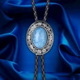 thumbnail image 3 of Bolo Tie para hombres Corbatas occidentales con cordón de cuero de PU Collar con colgante de piedra Corbatas para hombres Decoraciones para el día de San Valentín Adornos Tinta de mar Azul seitruly  AP004543-01, 3 of 6