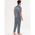 thumbnail image 4 of Unique Bargains Men's Button Down Satin Pajama Sets Short Sleeves Nightwear X-Large Silver Gray, 4 of 5