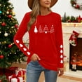 thumbnail image 3 of Christmas Tree Shirt Women Christmas Embroidered Trees Long Sleeve Shirts Gift Xmas Graphic Tee Tops, 3 of 7