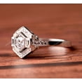 thumbnail image 2 of Vintage Art Deco Solitaire Diamond Engagement Ring, Hexagon Halo Diamond Ring, Solitaire With Accent Diamond Ring, 925 Sterling Silver, 2.3 Ct Simulated Diamond, Gift For Mother, 2 of 5