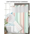 thumbnail image 4 of No Hook Cloth Fabric Shower Curtain with Snap in Liner, Coral Cyan Stripe Waterproof Shower Curtains Set with See Through Top Window, Geometric Grey White Vertical Striped Bath Curtains 72"x72", 4 of 6