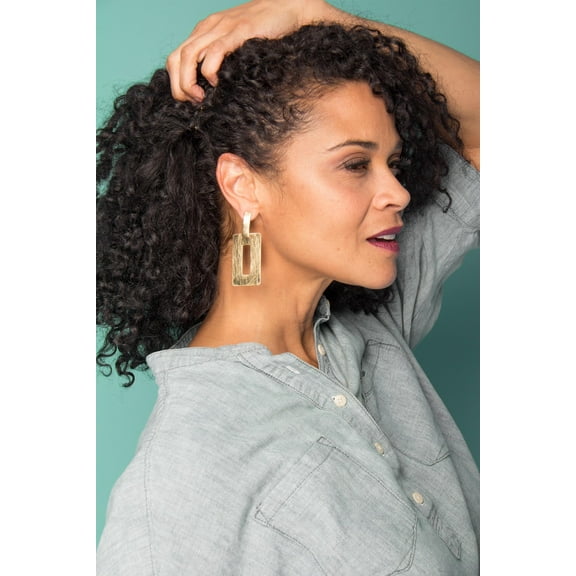 Gold Rectangle Earring