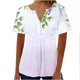thumbnail image 2 of Fiudx Ofertas Flash Artículos En Oferta Blusa Superior de Manga Corta con Cuello En V y Botones Estampados Informales a La Moda para Mujer, 2 of 4