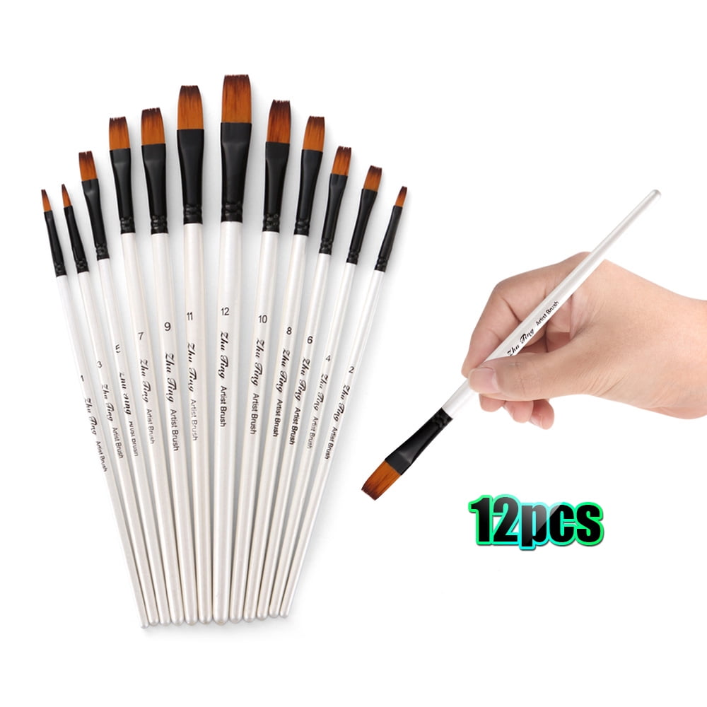 12Pcs Artist Nylon Hair Paint Brush Set Oil Painting Watercolor Supplies Best