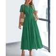 thumbnail image 2 of BTFBM Womens Summer Casual Midi Maxi Dresses Lightweight Short Sleeve V Neck Elastic Waist Boho Beach Dress Pockets, 2 of 8