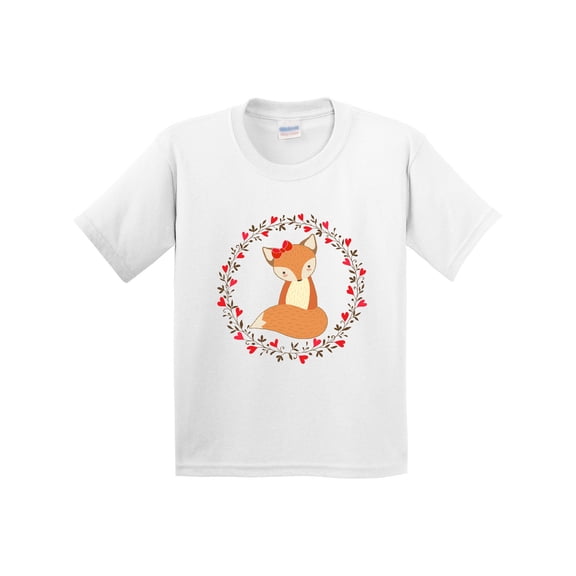 Inktastic Valentine Woodland Fox Heart Wreath Youth T-Shirt