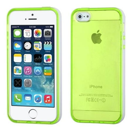 Insten Solid White Belly/Transparent Apple Green Glossy Candy Skin Case Cover For iPhone 5 5s