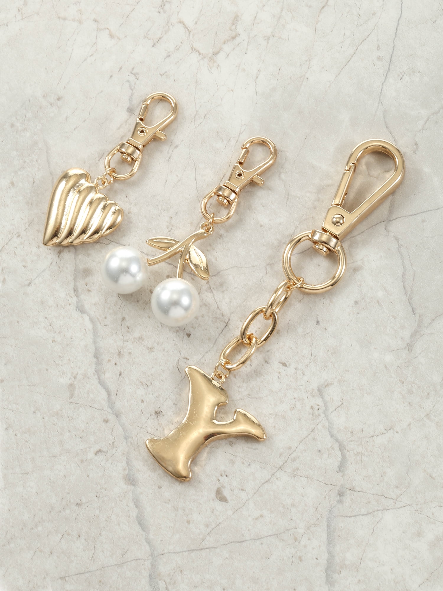 Time and Tru Goldtone Initial Letter Bag Charm Set, 3 Pieces, Letter Y
