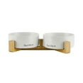 thumbnail image 2 of Coco Dual Pet Bowl with Wood Stand 5.11’’ in White, 2 of 8