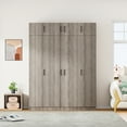 thumbnail image 3 of Modern 4-Door Wardrobe with Drawers, Shelves & Hanging Rail, Freestanding Wardrobe Closet with Built-in Top Cabinet, Clothes Storage Cabinet Organizer for Bedroom Living Room Cloakroom, Gray, 3 of 8