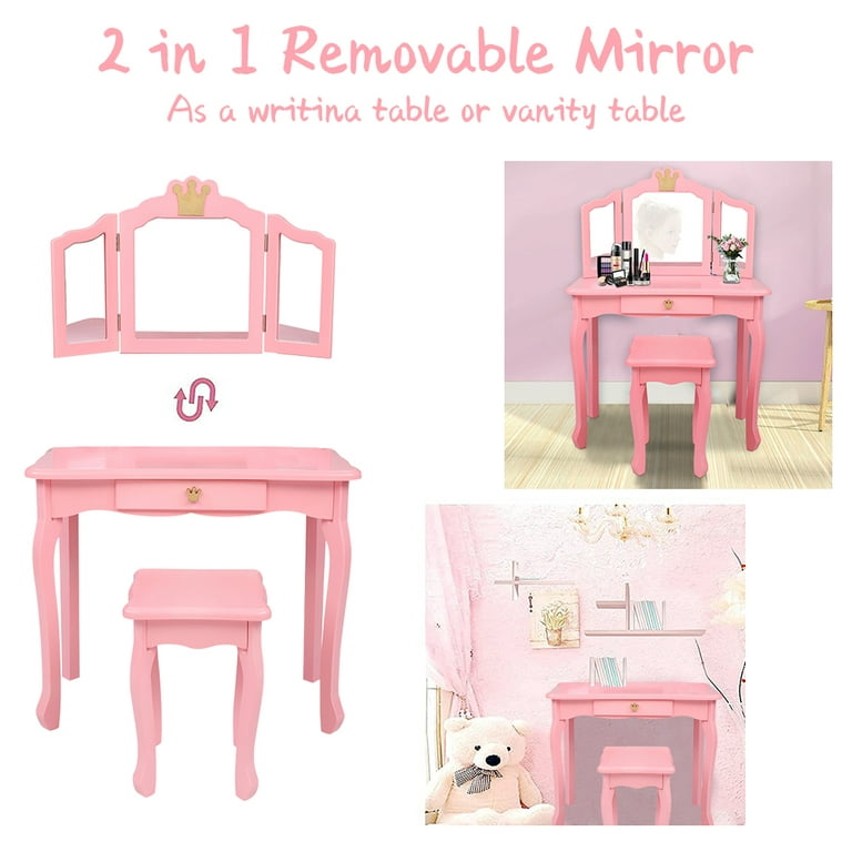 Sehao Kids toys for girls age 4-5 Child Beauty Dresser Table With Fashion &  Makeup Accessories For Girls Dress Up Toy Dresser ABS Pink 