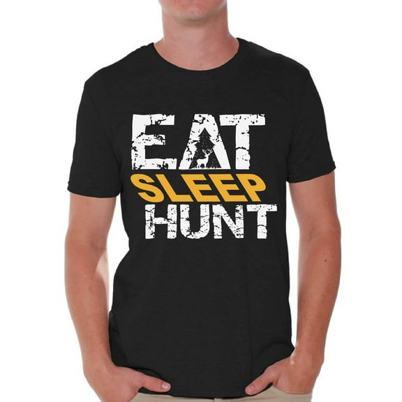 Awkward Styles Eat Sleep Hunt Men's T Shirt Hunting Clothes for Him I Love Hunting Shirt for Boyfriend Hunting Lovers Clothes Collection Hunter T Shirt for Dad Eat Sleep Hunt Shirt for Men