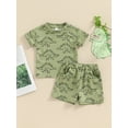 thumbnail image 2 of Bagilaanoe 2pcs Toddler Baby Boy Shorts Set Short Sleeve Print T Shirt Tops + Shorts 3M 6M 12M 18M 24M 3T Kids Casual Summer Clothes, 2 of 7