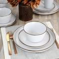 thumbnail image 3 of Elama Arthur 16 Piece Stoneware Dinnerware Set in Matte White with Gold Rim, 3 of 8