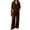 Brown, variant on Linen Sets For Women 2 Piece Summer Long Sleeve V Neck Shirts Matching Wide Leg Lounge Pants Resort Beach Vacation Outfits/Beige/L