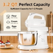 Stand Mixer Automatic Electric Kitchen Mixer - 4.8 QT Smart Standing & Hand Mixer with Auto-Rotating Bowl & Beater, 5-Speed Tilt-Head Household Mixer with Beaters& Dough Hooks for Baking,Black/White