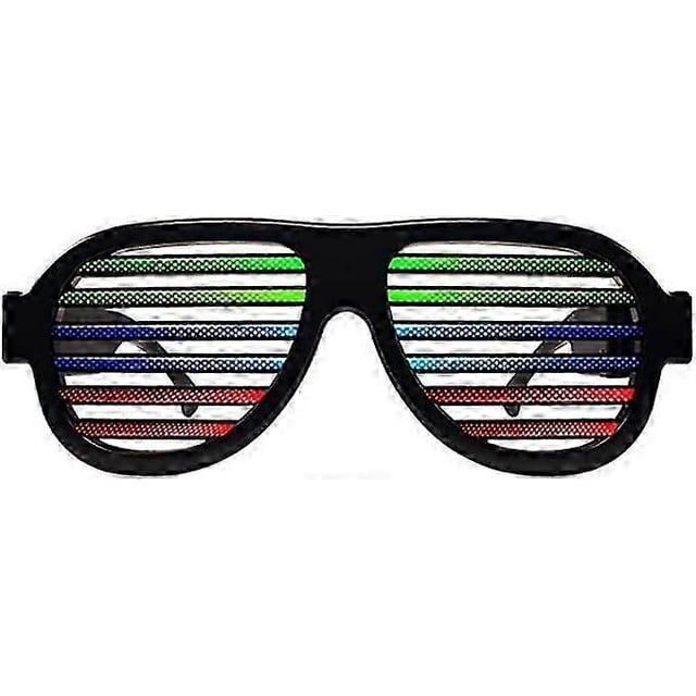 Light Up Shutter Glasses Sound Reactive - USB Rechargeable Glasses - Black