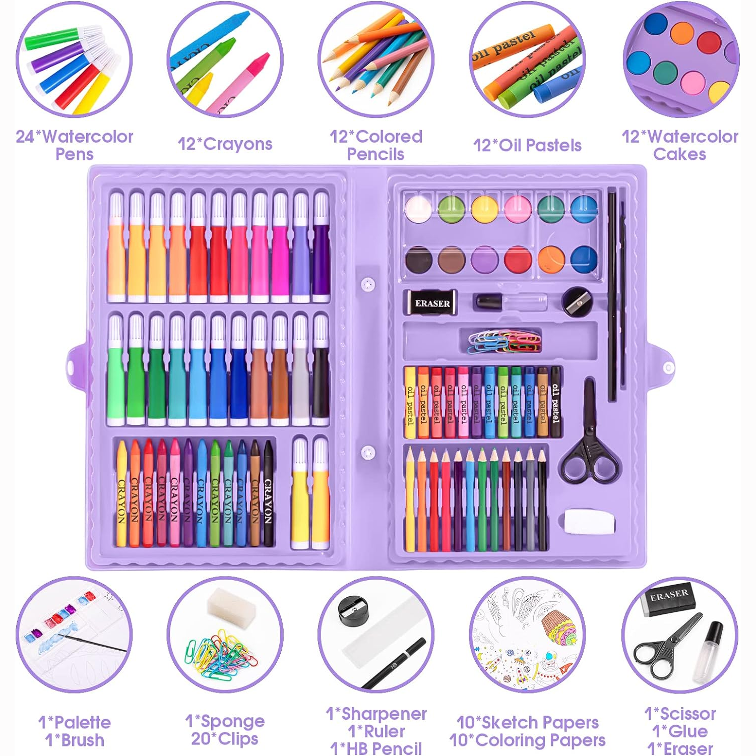 Soucolor Arts and Crafts Supplies, 183-Pack Drawing Painting Set for Kids  Girls Boys Teens, Coloring Art Kit Gift Case: Crayons, Oil Pastels,  Watercolors Cake, Colored Pencils Markers, Sketch Paper - Yahoo Shopping