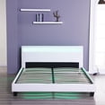 thumbnail image 3 of Wonline Queen Size Upholstered LED lighting Contemporary Platform Bed, White, 3 of 7
