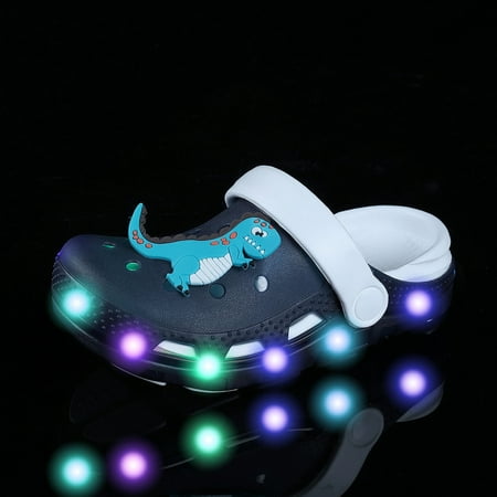 

Girls Boys LED Luminous Cartoon Dinosaur/Butterfly Clogs Comfy Lightweight Non Slip Beach Shoes For Toddler Kids Children Spring And Summer