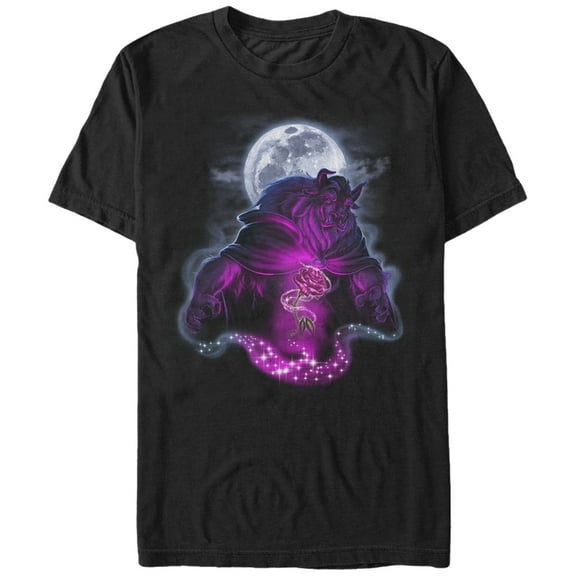 Men's Beauty and the Beast Magic Rose Graphic Tee Black Large