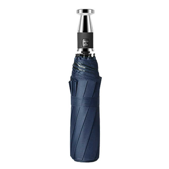 plegable portátil con 10 varillas, longitud plegada de 32 cm, cómodo de llevar para exteriores soleados y calurosos, diámetro de 107 cm , azul oscuro