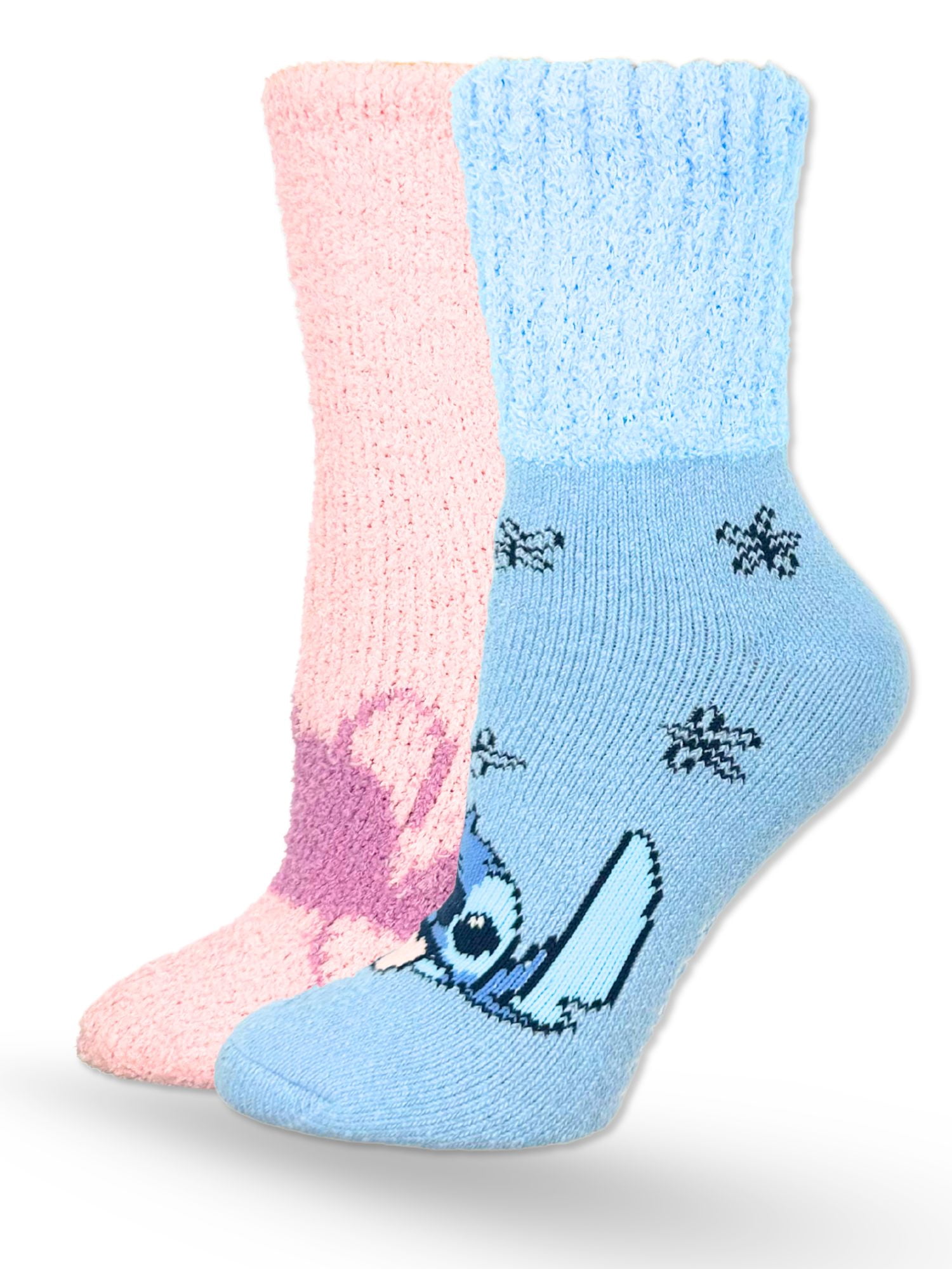 Disney Stitch Women's Cozy Crew Socks, 2-Pack, Shoe Sizes 4-10