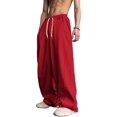thumbnail image 2 of Men's Wide Leg Sweatpants Elastic Drawstring Waist Baggy Relaxed Fit Soft Daily Gym Lounge Pants with Deep Pockets Red 2XL, 2 of 10