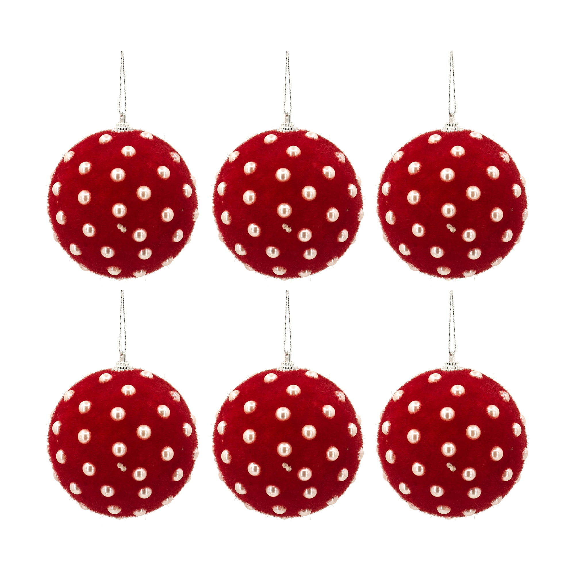 Shimmering Christmas Ball Ornament Set Polyfoam with Beads and Flocking Sparkling Tree Decor Gift Stocking Stuffer