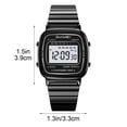 thumbnail image 3 of Retro Stainless Steel Digital Watch, unisex waterproof wristwatch with date alarm, durable metal band for daily casual wearing,,Black, 3 of 5