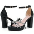 thumbnail image 3 of DADAWEN Women's Open Toe Chunky Heel Platform High Heels Shiny Wedding Party Dress Shoes Black 8.5, 3 of 5