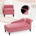 thumbnail image 3 of ACMEASE Upholstered Chaise Lounge with Right Armrest & Lumbar Pillow,Button Tufted Lounge Sofa with Storage,Lounge Chair Indoor,Modern Velvet Lounge Chair for Bedroom, Living Room and Office, Pink, 3 of 7