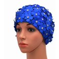 thumbnail image 1 of ifier Manual Rhinestone Floral Petal Retro Style Swim cap Bathing Caps for Women Blue, 1 of 1