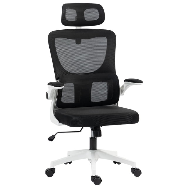 Adjustable Black Mesh Office Chair with Lumbar Support & Headrest - Ergonomic Computer Desk Chair, 48" High, Breathable & Swivel Task Chair for Home Office