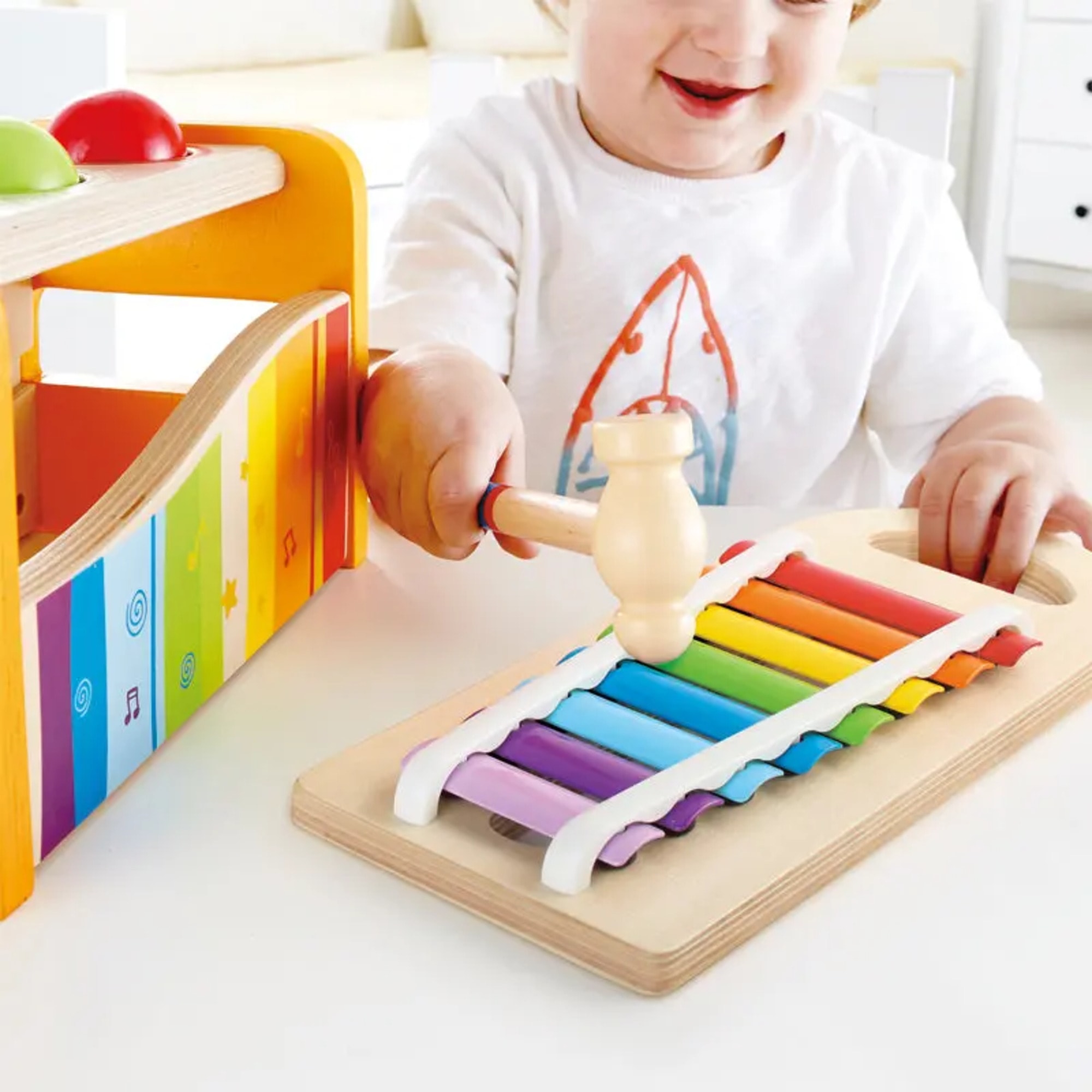 Hape Pound & Tap Bench with Slide Out Xylophone, Musical Toy for Toddlers - image 2 of 5
