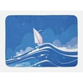 thumbnail image 1 of Blue Nautical Bath Mat, Clouds Seagulls Sailboat Ocean Sea Waves Adventure Serenity Pattern, Plush Bathroom Decor Mat with Non Slip Backing, 29.5" X 17.5", Azure Blue Pale Blue, by Ambesonne, 1 of 2