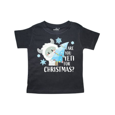 

Inktastic Are You Yeti For Christmas with Yeti Holding Christmas Tree Gift Toddler Boy or Toddler Girl T-Shirt