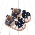 thumbnail image 2 of Linfrsh Baby Sandal Toddler Girls PU Leather Soft Sole Open Toe Summer Sandals Kids Flower Princess Flat Shoes(Dark Blue,0-6 Months), 2 of 7