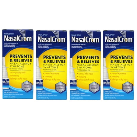 NasalCrom Nasal Spray Allergy Symptom Controller | 200 Sprays | .88 FL OZ (4 Pack)