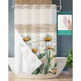 thumbnail image 2 of No Hook Shower Curtain with Snap in Liner, Beautiful White Daisy Flowers Hotel Shower Curtains for Bathroom, Washable Shower Curtain Liner Set with Mesh Top Window, 36"x72", 2 of 6