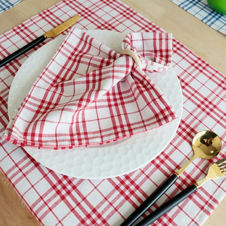 

Visland 4PCS Plaid Cloth Dinner Napkin Cocktails Napkins Fabric Napkins Dinner Napkins 18x18in