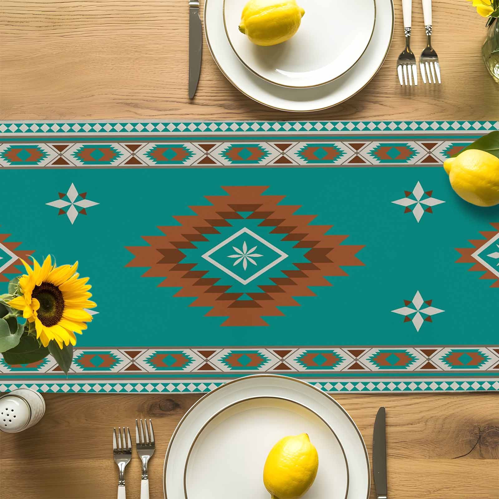 Abstract Tribal Texture Table Runner 90 Inches Long, Bohemian Geometric Art Table Runners Tabletop Scarf Kitchen Dining Tables Decoration for Home Party Indoor Outdoor