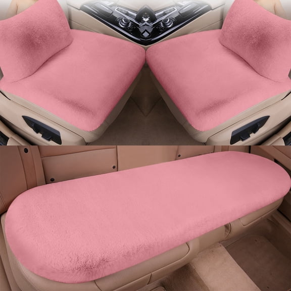 Ycandiee Plush Car Seat Cushion, Soft Warm Fuzzy Plush Auto Seat Cushions, Vehicle Car Front and Back Seat Protector Pad with Backing Cushion Interior Universal Fit