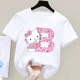 thumbnail image 3 of Camiseta de manga corta de algodón para niños con letras de Hello Kitty, camiseta de verano para niños de Sanrio, ropa suave con forma de corazón para niñas, regalo de cumpleaños kawaii, 3 of 5
