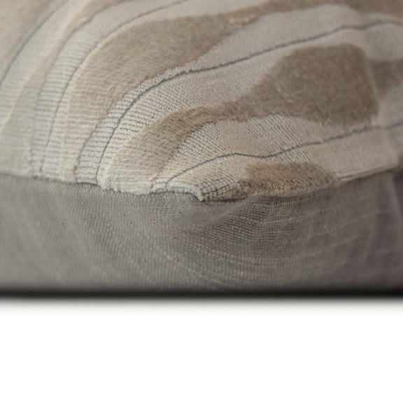 Ivory & Gray Decorative Throw Pillow Covers 22"x22" | Modern Velvet Cushion Cover Geometric | Berman Designer Pillowcases for Couch, Sofa Bedroom & Living Room, Modern Home Décor - Velvet Flow